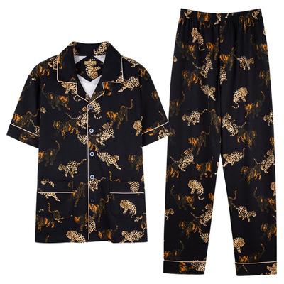 活性印染纯棉睡衣男夏季短袖套装