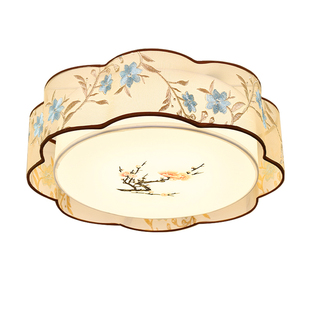 新中式大气 客厅卧室书房吸顶灯中国风印花现代简约led客房圆形灯