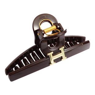 金色字母H抓夹女2024新款高级感发夹大号发量多冬季鲨鱼夹子头饰