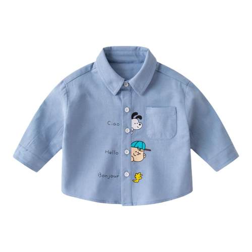 【100%棉】嘟嘟家男童衬衫儿童纯棉长袖衬衣宝宝秋季衣服女童童装