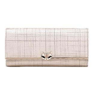 金狐狸钱包女长款真皮手包女牛皮手拿包女式三折大气招财钱夹卡包