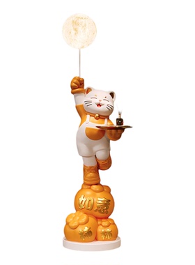 柿柿如意招财猫客厅落地摆件
