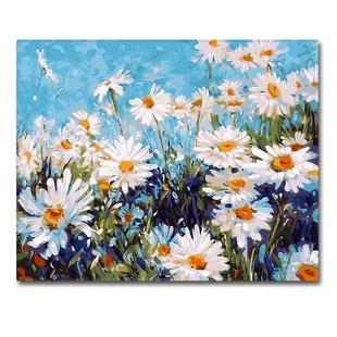 diy数字油画填色填充成人油彩雏菊玫瑰手工绘水彩花卉客厅装饰画