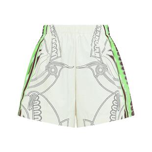 D63女装夏季新款短裤趣味印花图案直筒裤时尚潮流五分裤下装