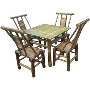 老式竹椅子靠背椅酒店竹桌椅茶楼泡茶户外庭院方形餐厅竹餐桌餐椅