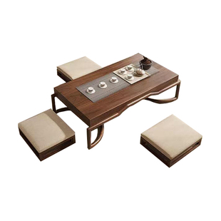 宋氏美学黑胡桃木榻榻米茶桌椅组合家用客厅阳台小茶几飘窗小茶桌