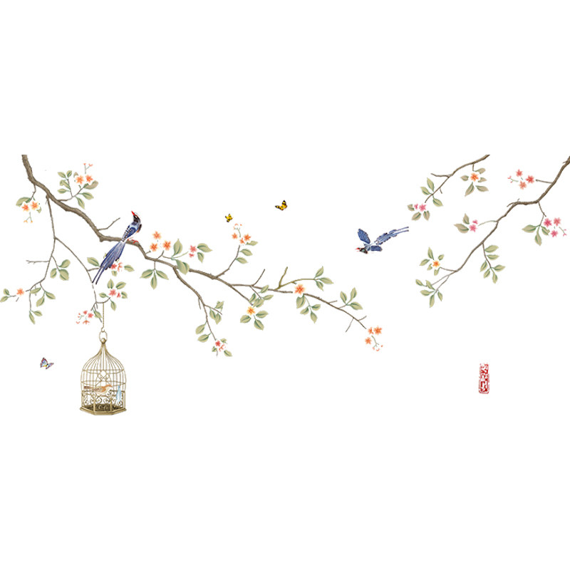 中国风花鸟电视背景墙温馨墙壁