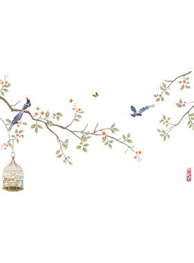 中国风花鸟电视背景墙温馨墙壁