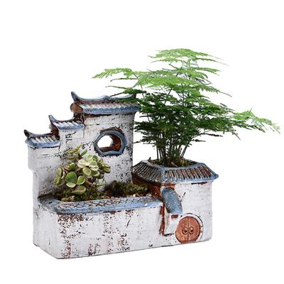 陶瓷禅意风房子微景观多肉花盆