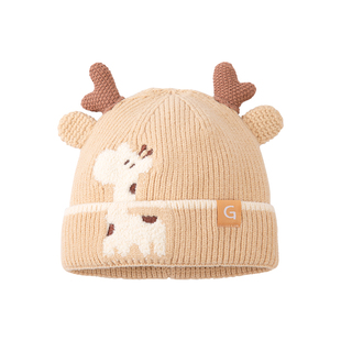 男宝宝秋冬帽子婴儿针织儿童毛线帽女宝婴幼儿冬款男童冬天护耳帽