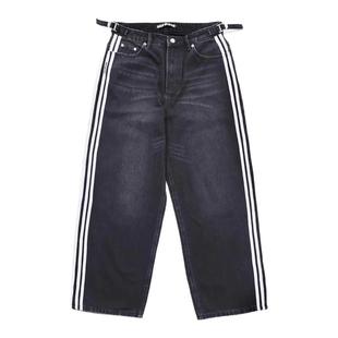 韩国badblood复古怀旧水洗牛仔阔腿裤女休闲慵懒显瘦拖地直筒裤新