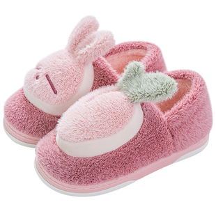 流氓兔男女居家棉拖鞋冬季包跟厚底儿童亲子可爱卡通棉鞋保暖防滑