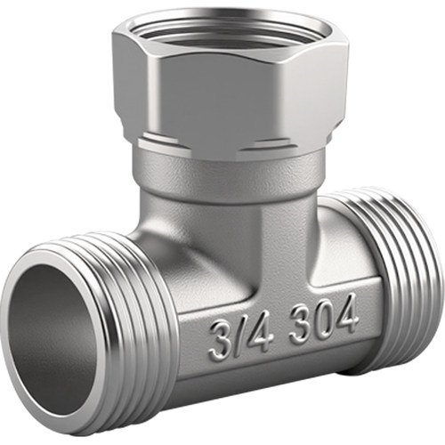 304不锈钢4分活接加厚内外丝带活接三通分水燃气管热水器接头配件