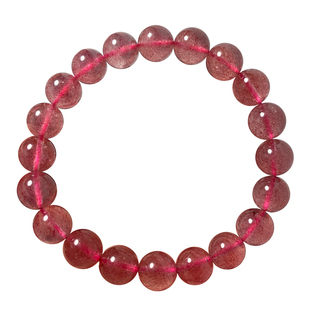 天然冰透草莓晶手链老矿白水体桃花色水晶饰品手串甜美配饰礼物女