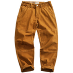 复古重磅简约工装裤男宽松直筒休闲长裤纯棉斜纹梭织3D立裁锥形裤