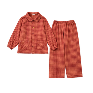 宜色家秋冬小暖流儿童睡衣女孩男孩纯棉a类可爱长袖家居服套装