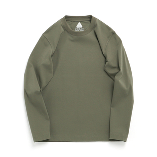 重磅纯棉进口液氨新疆长绒棉长袖T恤抗皱纯色小众高奢品质打底男