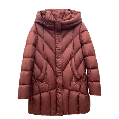 586实体品牌90白鸭绒轻盈羽绒衫中长款外套休闲连帽妈妈装羽绒服