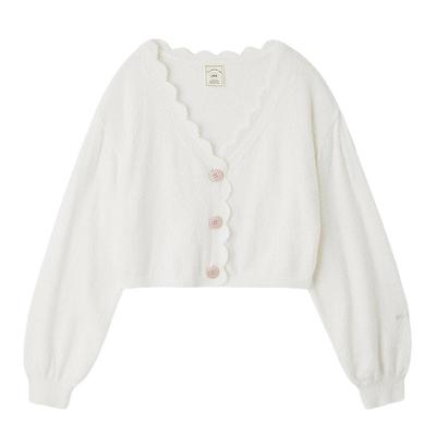 gelatopique纯色花边针织开衫