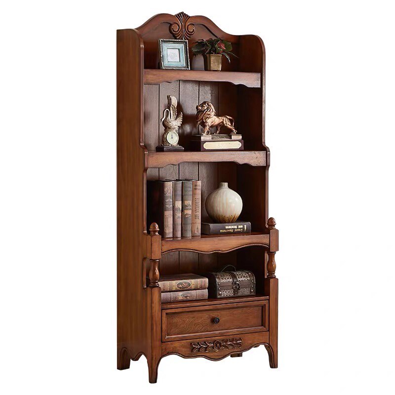 美式全实木书柜落地靠墙