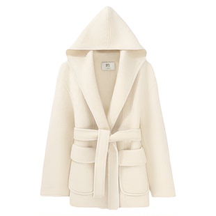 【商场同款】HPLY荷比俪冬季新款女圈圈绒感连帽系带斗篷大衣