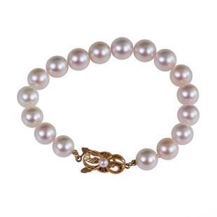 V&C日本AKOYA珍珠手链18K天女粉色海水M家花式满天星手链宫廷扣