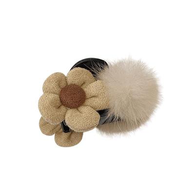 秋冬发夹拉福毛绒花朵抓夹韩国