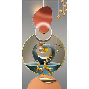 几何轻奢入户玄关装饰画进门客厅走廊过道挂画现代简约竖版墙壁画