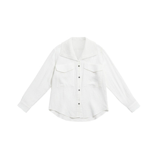 SPEAR YOUTH“难以抗拒”天丝亚麻衬衫大方领通勤百搭长袖上衣