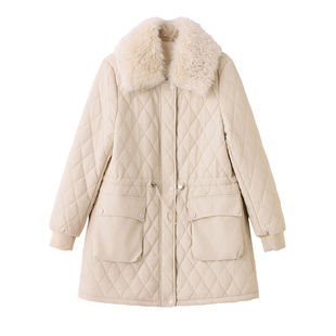 加绒加厚PU皮棉服女冬2025新款洋气收腰羊羔毛领保暖皮衣夹棉外套