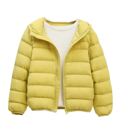 90白鸭绒短款连帽轻薄儿童羽绒服