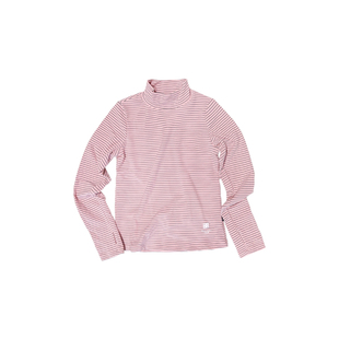 claragirls女童半高领条纹打底衫德绒2025秋冬儿童修身长袖T恤衫