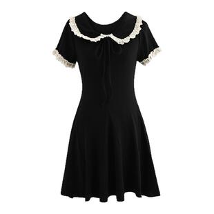 森女部落学院风蕾丝拼接设计感显瘦收腰连衣裙女2026新款长裙夏季