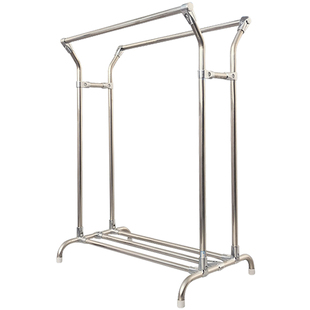 不锈钢落地伸缩晾衣架阳台室外挂晾凉衣杆架子晒被子双杆式可移动