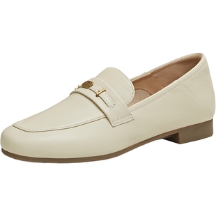 天美意英伦乐福鞋平底鞋复古单鞋女休闲小皮鞋2025秋新款CPC12CA5