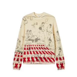 IT JW Anderson女装圆领针织衫新款文艺质感艺术感图案装饰毛衣