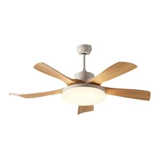 原木色北欧吊扇灯风扇灯客厅卧室书房静音实木现代简约奶油风智能