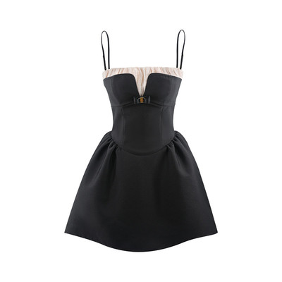 天使恶魔黑色高级拼接礼服连衣裙