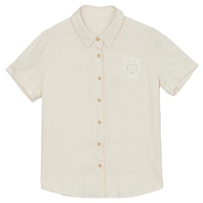 谜底衬衫短袖女士年夏季新品通勤风百搭H型刺绣衬衣242MC0626