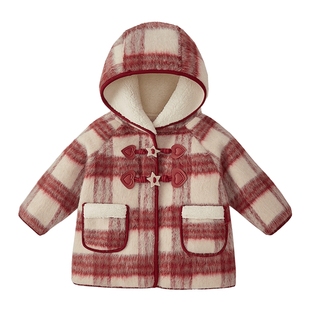 【拜年服】女童外套宝宝秋冬款加绒儿童洋气新年裙子过年红色衣服