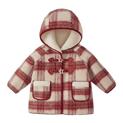 【拜年服】女童外套宝宝秋冬款加绒儿童洋气新年裙子过年红色衣服