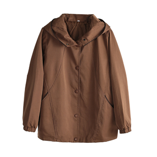 中老年人风衣女士上档次加肥加大胖妈妈外套春秋款大码时尚奶奶装