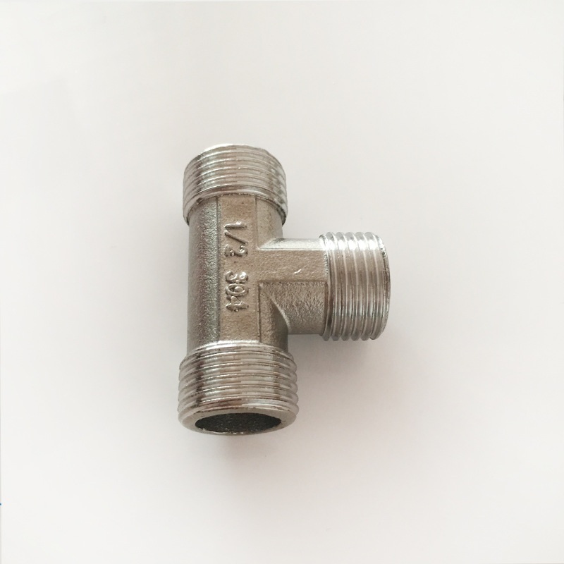 批发 4分外丝三通 DN15 G1/2外牙螺纹 201不锈钢水暖配件接头