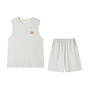 BE泰迪熊联名纯棉睡衣男款夏季背心短裤男士套头家居服2026新款夏