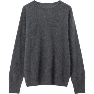 【绵羊毛+山羊绒】LAGOGO高智毛衣女拉谷谷2025冬新款宽松针织衫