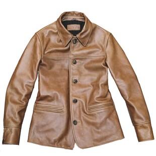 3千件大量现货抛售!后腰带短版司闸员蜡染头层牛皮男真皮皮衣