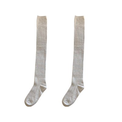 羊毛拼接加绒过膝堆堆袜女秋冬