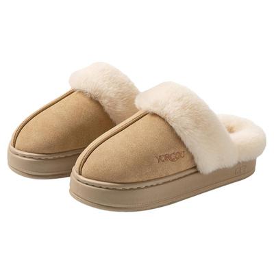 秋冬季新款情侣皮毛一体棉拖鞋