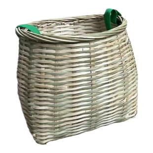 竹编采茶篓斜挎侧背采摘竹筐圆桶小号收纳筐表演道具竹背篓竹篮子