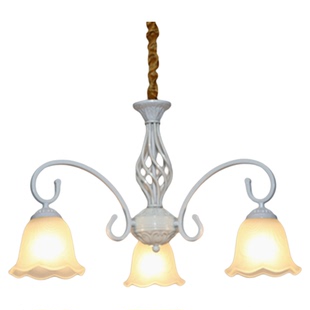 白色吊灯简约温馨卧室灯简欧书房大气客厅灯铁艺餐厅灯具新款美式